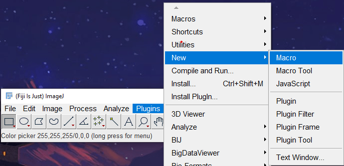 Figure 1. Path to starting a new macro.