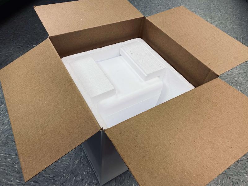 Open Cardboard Box with Styrofoam Insert