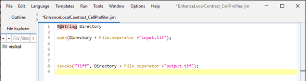 Example code used to call any ImageJ macro from Cell Profiler